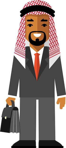 hombre de negocios árabe de pie con maletín