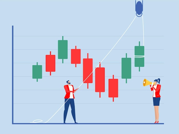 hombre de negocios arrastrando un gráfico gráfico de pensamiento del comerciante mientras analiza el gráfico verde de la caída continua