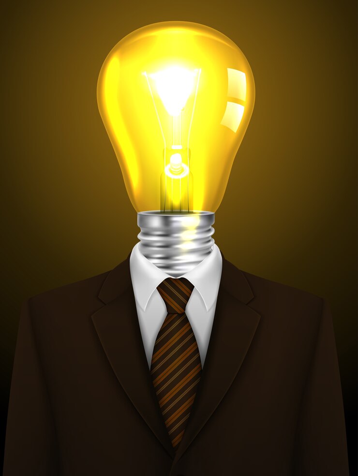 Vector hombre de negocios con una cabeza de lámpara