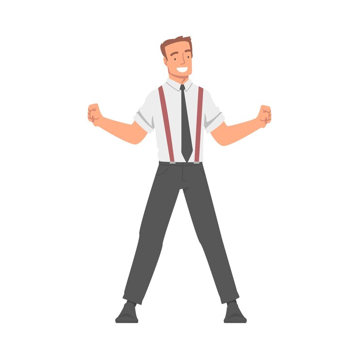 Vector hombre de negocios con corbata que muestra el gesto de la mano ilustración vectorial