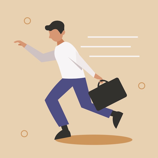 hombre de negocios corriendo a toda prisa ilustración plana diseño minimalista para presentaciones proyectos a