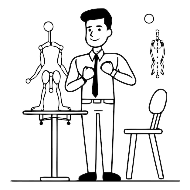 Vector hombre de negocios con cuerpo humano en la oficina ilustración vectorial hombre de dibujos animados en traje de negocios con corpo humano en la oficina