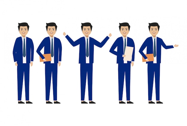 Vector hombre de negocios diferentes poses