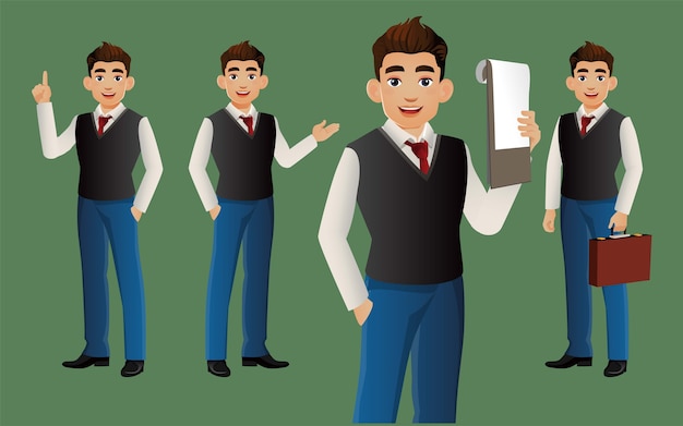 Hombre de negocios elegante con diferentes poses