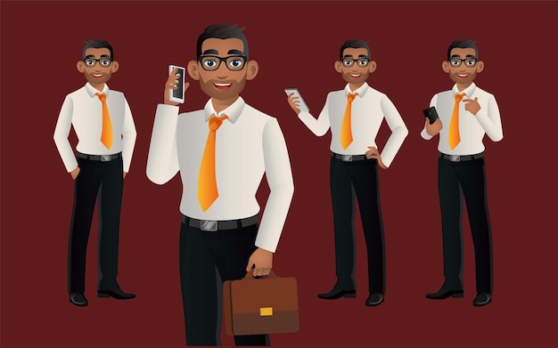 Hombre de negocios elegante con diferentes poses