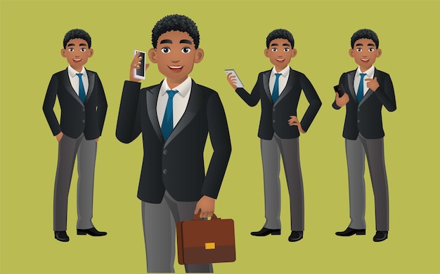 Hombre de negocios elegante con diferentes poses