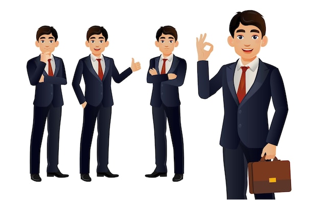 Hombre de negocios elegante con diferentes poses.