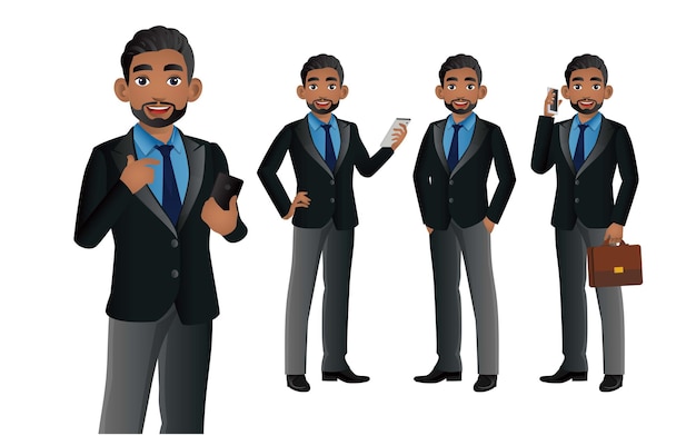 Hombre de negocios elegante con diferentes poses.