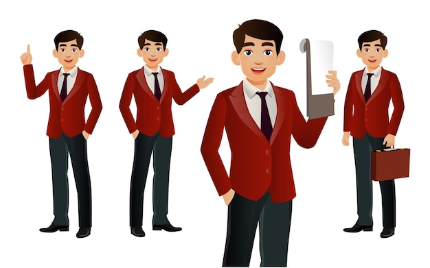 Hombre de negocios elegante con diferentes poses.