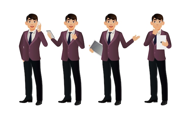 Hombre de negocios elegante con diferentes poses