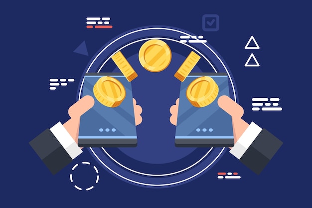 Hombre de negocios enviando dinero con teléfono móvil