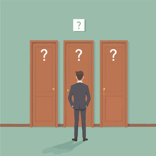 Hombre de negocios escogiendo una puerta