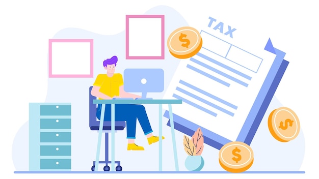 Un hombre de negocios está haciendo la preparación y presentación de impuestos
