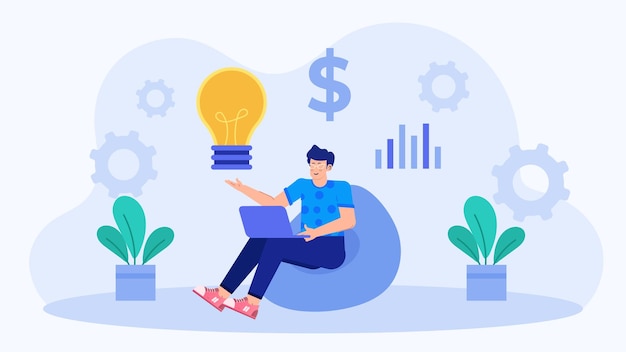 Un hombre de negocios está haciendo una tormenta de ideas y hablando de ideas y estrategias comerciales