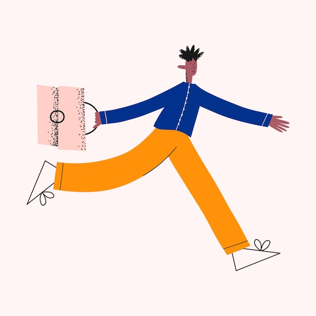 Hombre de negocios étnico corre al trabajo