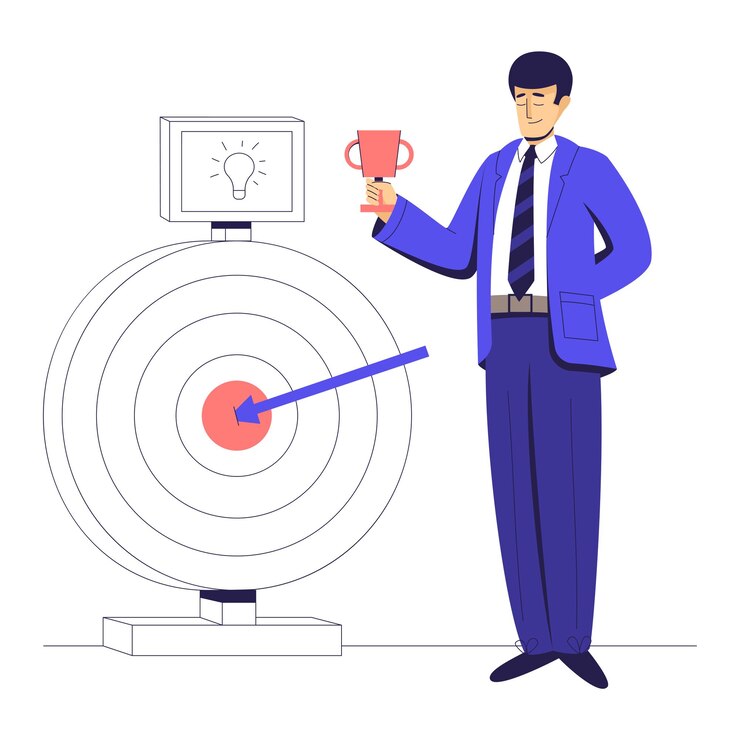 Vector el hombre de negocios ha logrado todos sus objetivos.