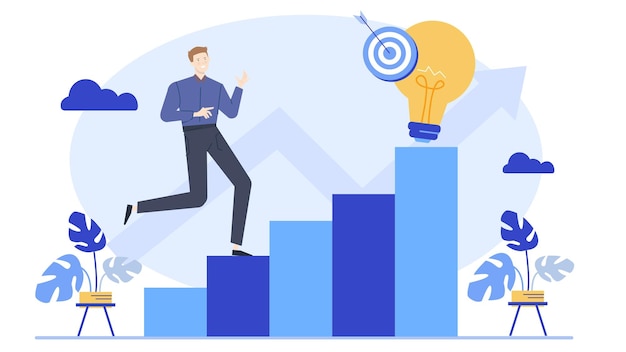 Un hombre de negocios hablando y compartiendo sobre la estrategia de ideas y la innovación de los negocios