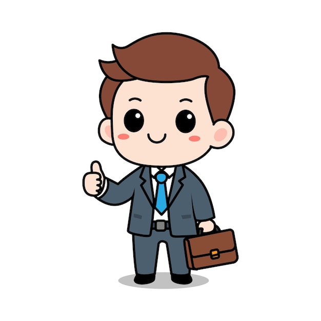 Hombre de negocios lindo pulgar hacia arriba ilustración vectorial de dibujos animados