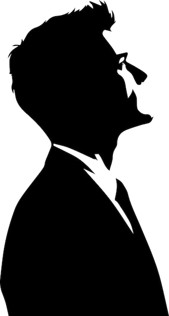 Un hombre de negocios mira hacia arriba en el cielo silueta vectorial de color negro fondo blanco 12