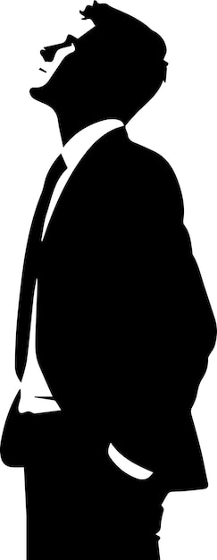 Un hombre de negocios mira hacia arriba en el cielo silueta vectorial de color negro fondo blanco 15