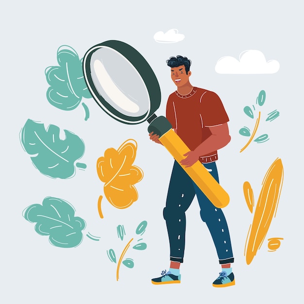 Un hombre de negocios mirando a través de una lupa