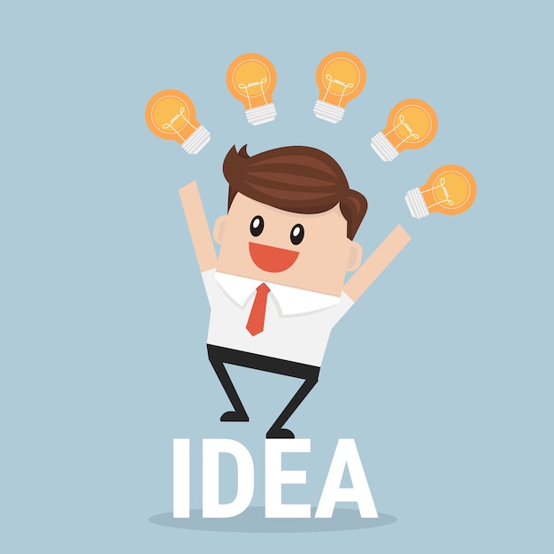 Hombre de negocios con muchas ideas nuevas.