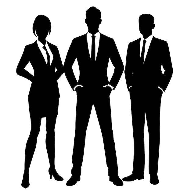 Hombre de negocios de pie con silueta vectorial de postura VIP 20