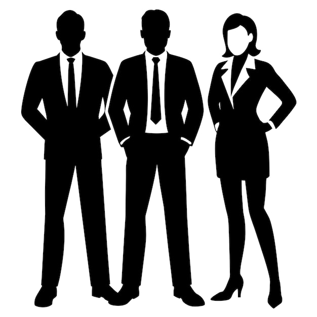 Hombre de negocios de pie con silueta vectorial de postura VIP 21