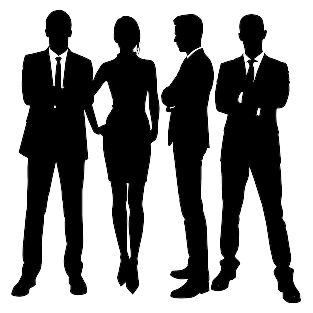 Hombre de negocios de pie con silueta vectorial de postura VIP 3