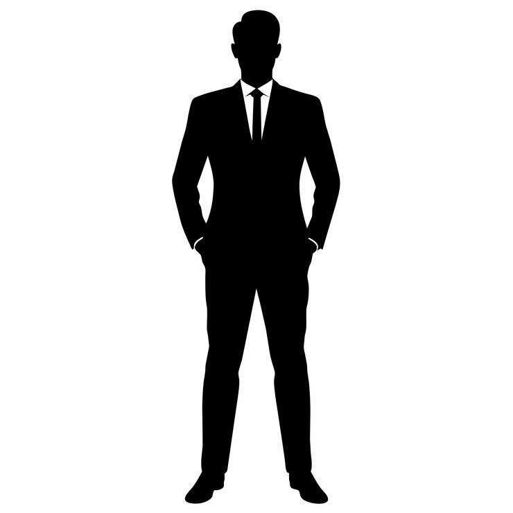 un hombre de negocios profesional en una postura de pie silueta vectorial 17