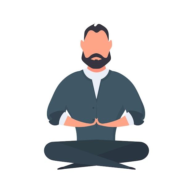 El hombre de negocios está sentado en la posición de loto. el hombre está meditando. aislado. vector.