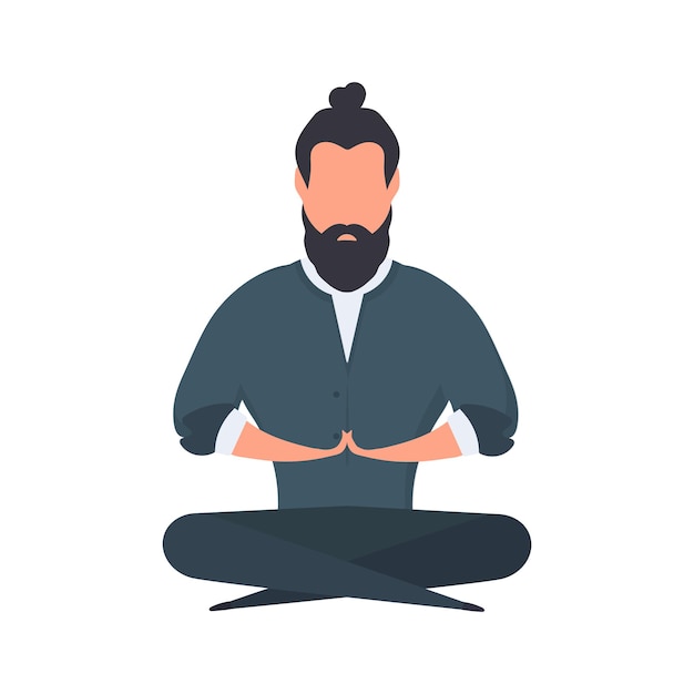 El hombre de negocios está sentado en la posición de loto. el hombre está meditando. aislado. vector.