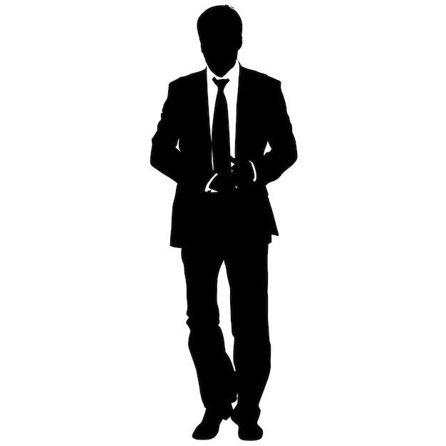 Vector hombre de negocios de silueta en traje con corbata sobre un fondo blanco ilustración vectorial