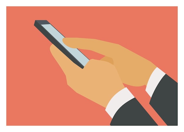 Un hombre de negocios con un teléfono inteligente en la mano Ilustración plana simple
