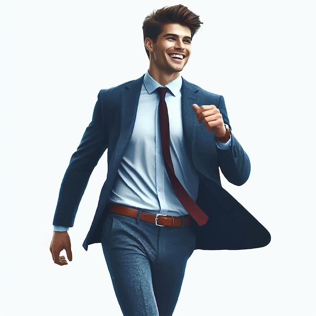 El hombre de negocios en traje está caminando en una ilustración vectorial de postura exitosa