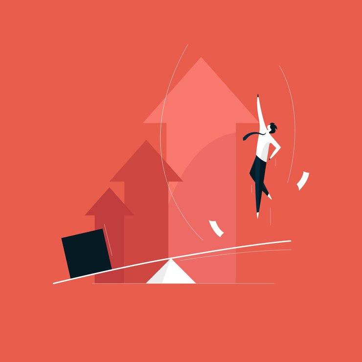 Vector hombre de negocios tratando de volar alto