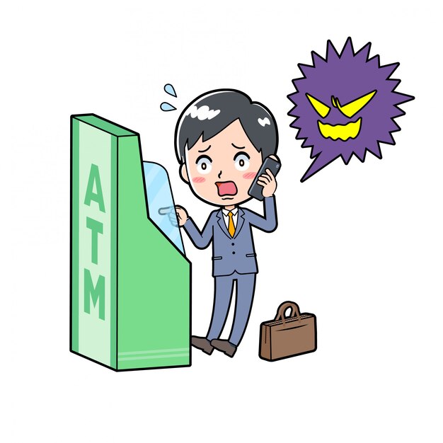 Hombre de negocios usando estafa ATM