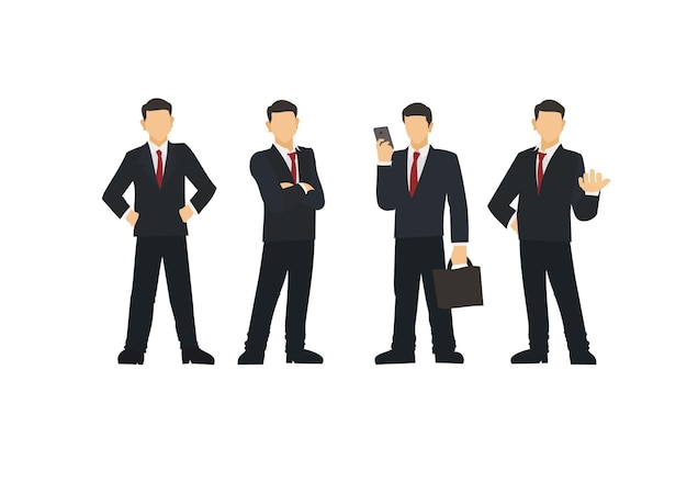 Hombre de negocios en varias posturas Ilustración plana simple