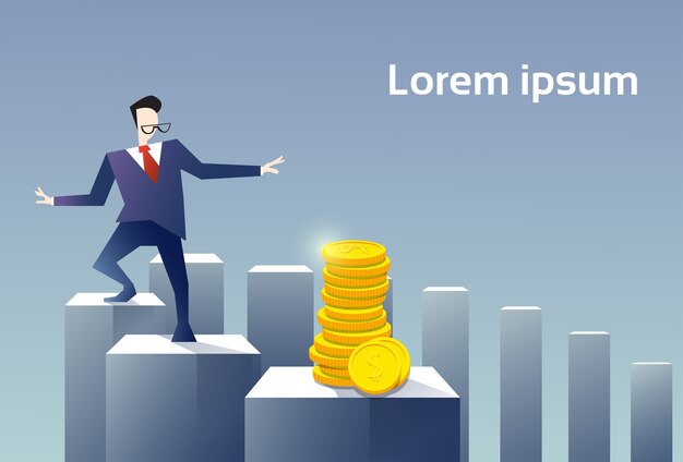 Hombre de negocios Walk Financial Chart Bar