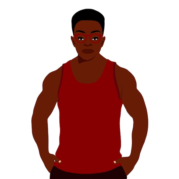 Hombre negro afro en el vector de estilo artístico elegante