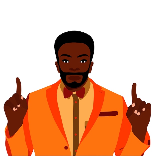 Hombre negro afro en el vector de estilo artístico elegante