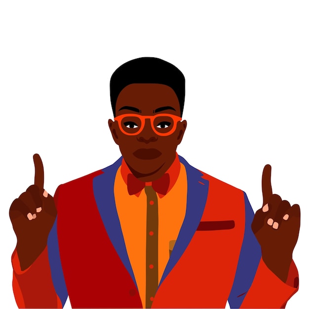 Hombre negro afro en el vector de estilo artístico elegante