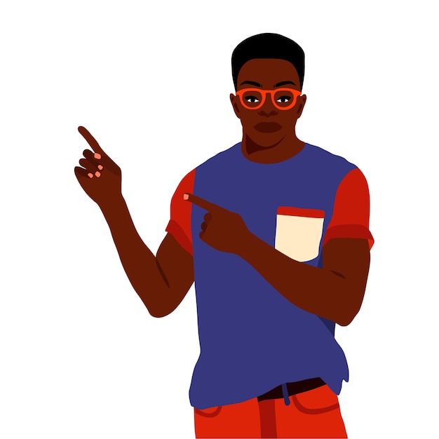 Hombre negro afro en el vector de estilo artístico elegante