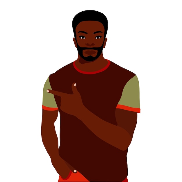 Hombre negro afro en el vector de estilo artístico elegante