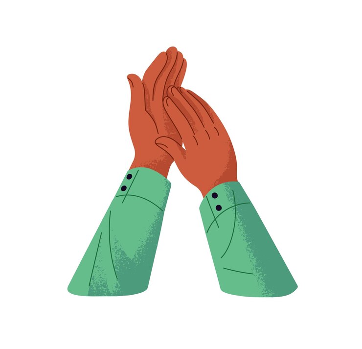 Vector hombre negro aplaudiendo muestra apoyo hombre afroamericano levantando las manos aplaudiendo persona felicita con la victoria celebra el éxito con un aplauso feliz ilustración de vector aislado plano en blanco