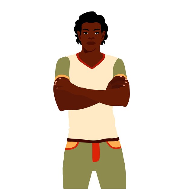 Hombre negro guapo en elegante estilo de arte vectorial