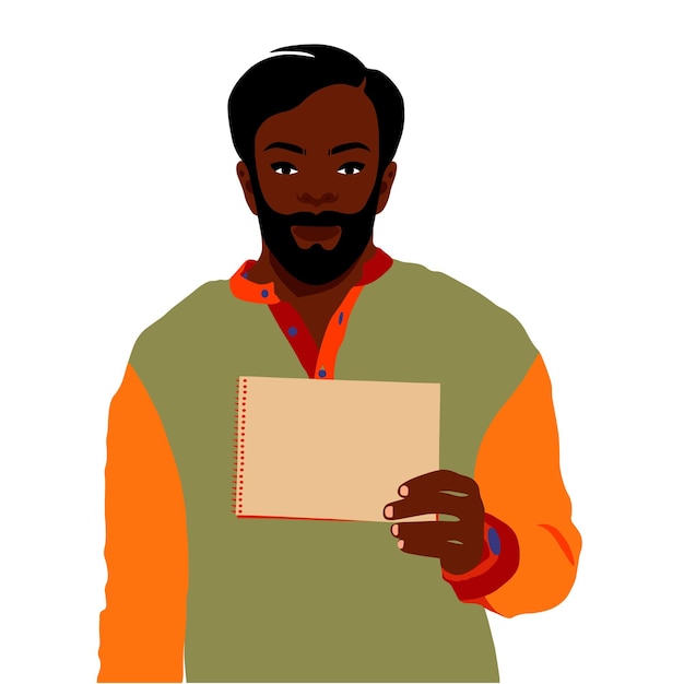Hombre negro moderno y a la moda en un elegante vector de estilo artístico