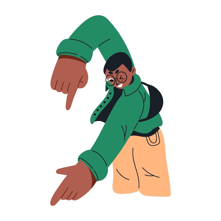 Vector hombre negro presentando, publicitando algo con expresión feliz. chico mostrando con gesto de brazo.