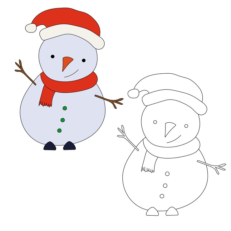 Hombre de nieve Clipart para los amantes de la temporada de invierno Este tema de invierno Hombre de Nieve Vector se adapta a la Navidad