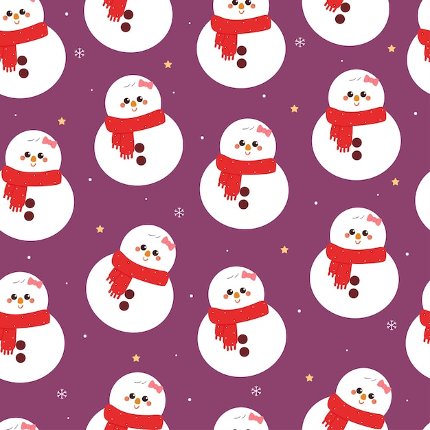 hombre de nieve de dibujos animados sin costuras en un día de invierno papel tapiz de invierno lindo para impresión de tela
